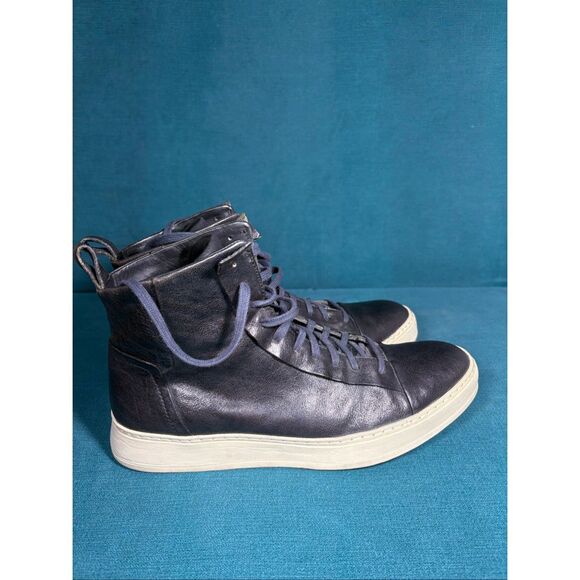 John Varvatos Leather High Top Sneakers Navy Blue Men’s Size 9.5 Casual Designer main image 4